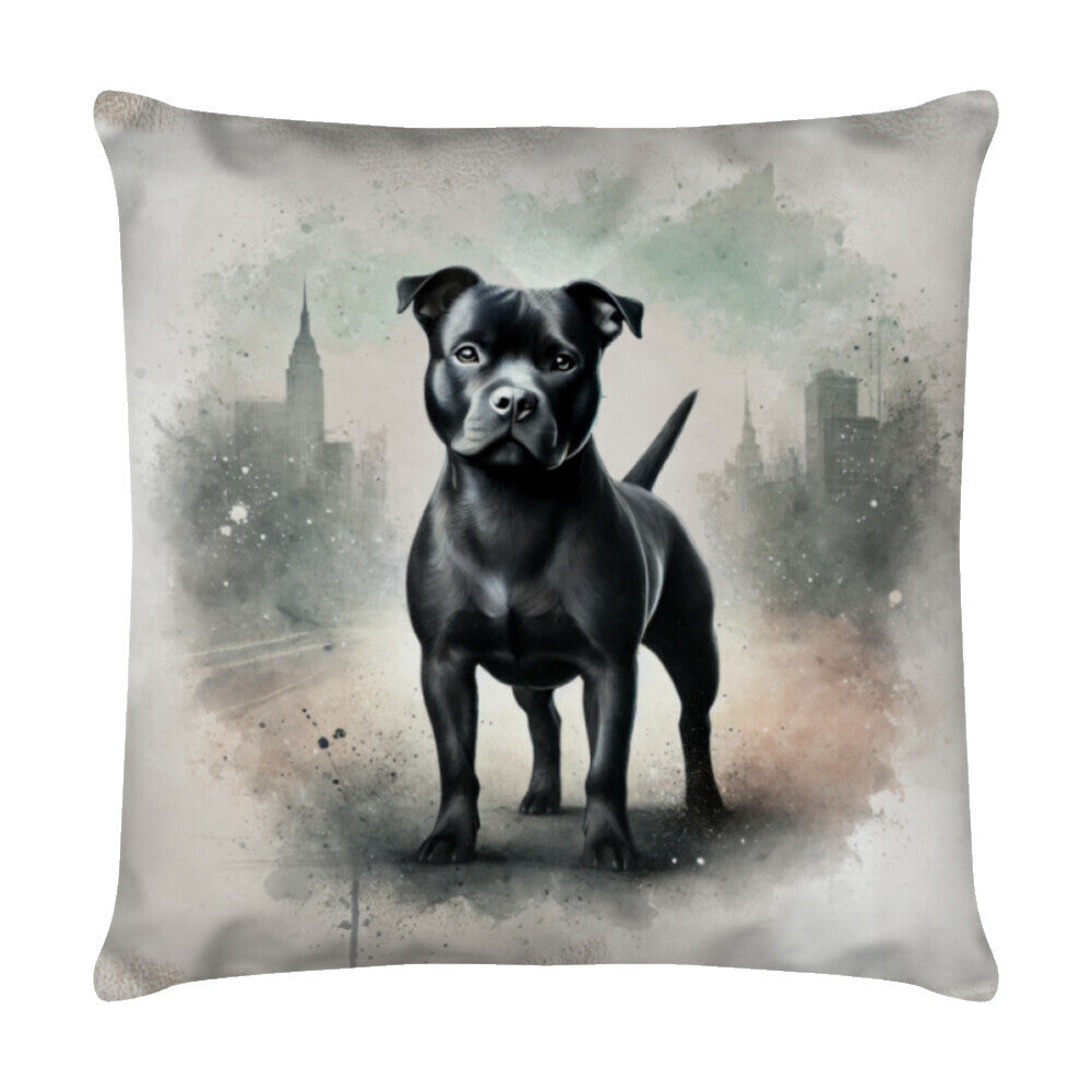 Kissen "Staffordshire - City-Dog" Weiß – hunde-shirt.de