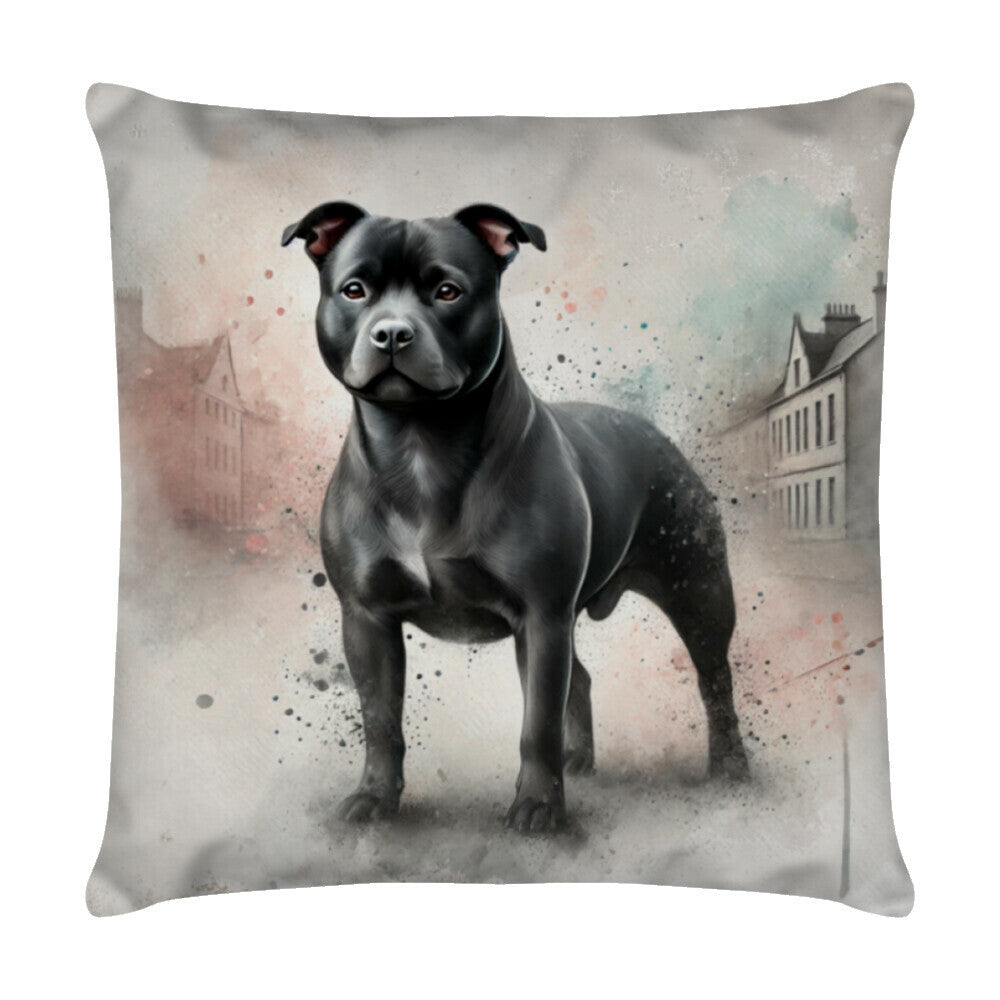 Kissen "Staffordshire - City-Dog II" Weiß – hunde-shirt.de