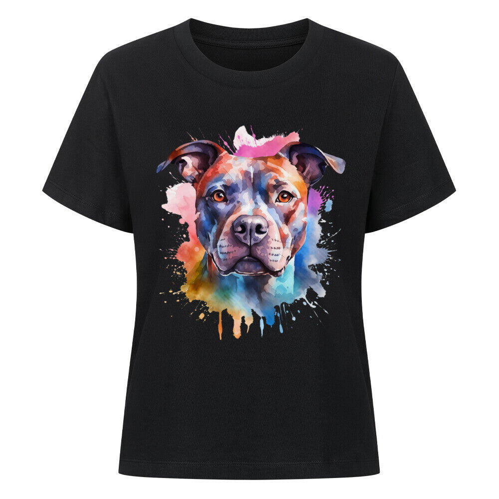 Premium Damen-Shirt "Staffordshire - Splash" Schwarz – hunde-shirt.de