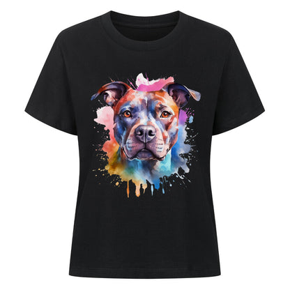 Premium Damen-Shirt "Staffordshire - Splash" Schwarz – hunde-shirt.de