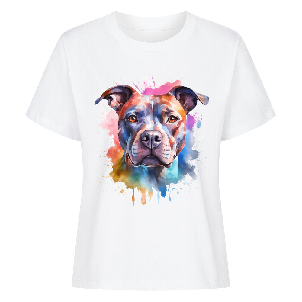 Premium Damen-Shirt "Staffordshire - Splash" Weiß – hunde-shirt.de