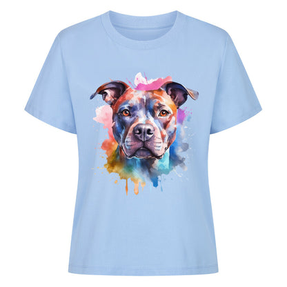 Premium Damen-Shirt "Staffordshire - Splash" Sky Blue – hunde-shirt.de