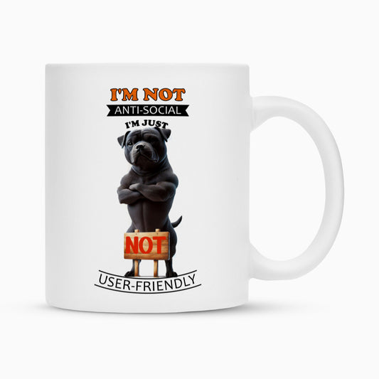 Tasse "Staffordshire - Anti-Social" Weiß – hunde-shirt.de