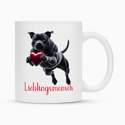 Tasse "Staffordshire - Lieblingsmensch" Weiß – hunde-shirt.de