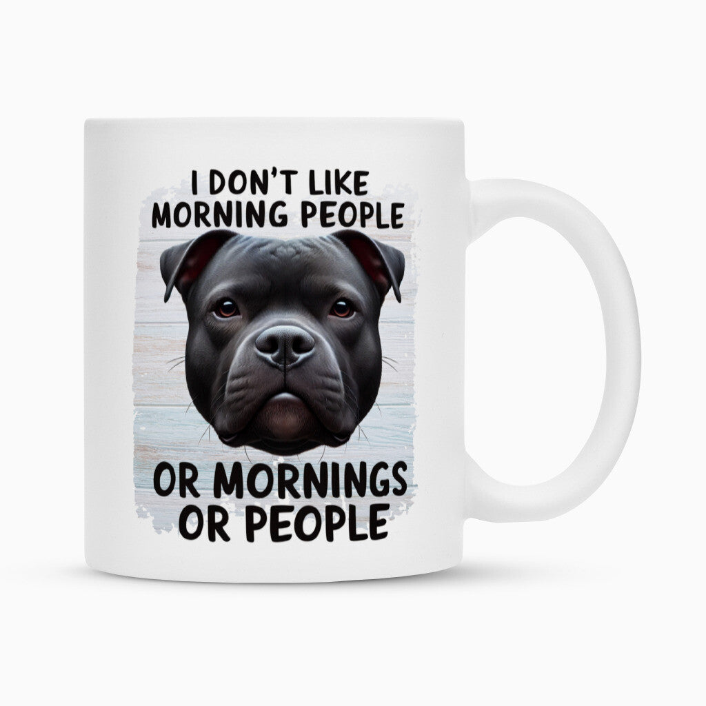 Tasse "Staffordshire - Morning People" Weiß – hunde-shirt.de
