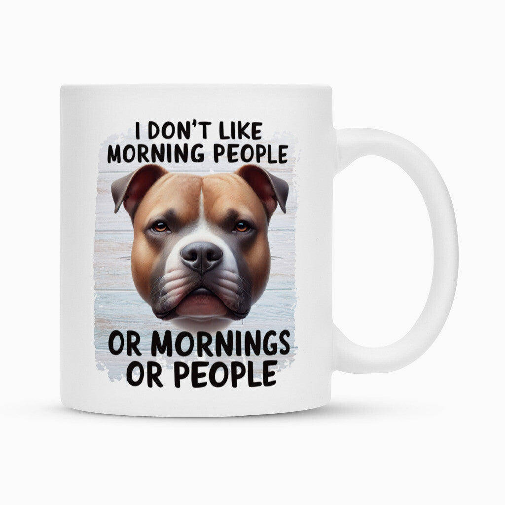 Tasse "Staffordshire hell - Morning People" Weiß – hunde-shirt.de