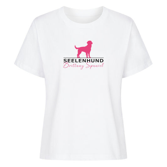 Premium Damen-Shirt "Brittany Spaniel - Seelenhund" Weiß – hunde-shirt.de