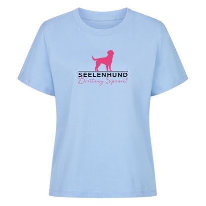 Premium Damen-Shirt "Brittany Spaniel - Seelenhund" Sky Blue – hunde-shirt.de