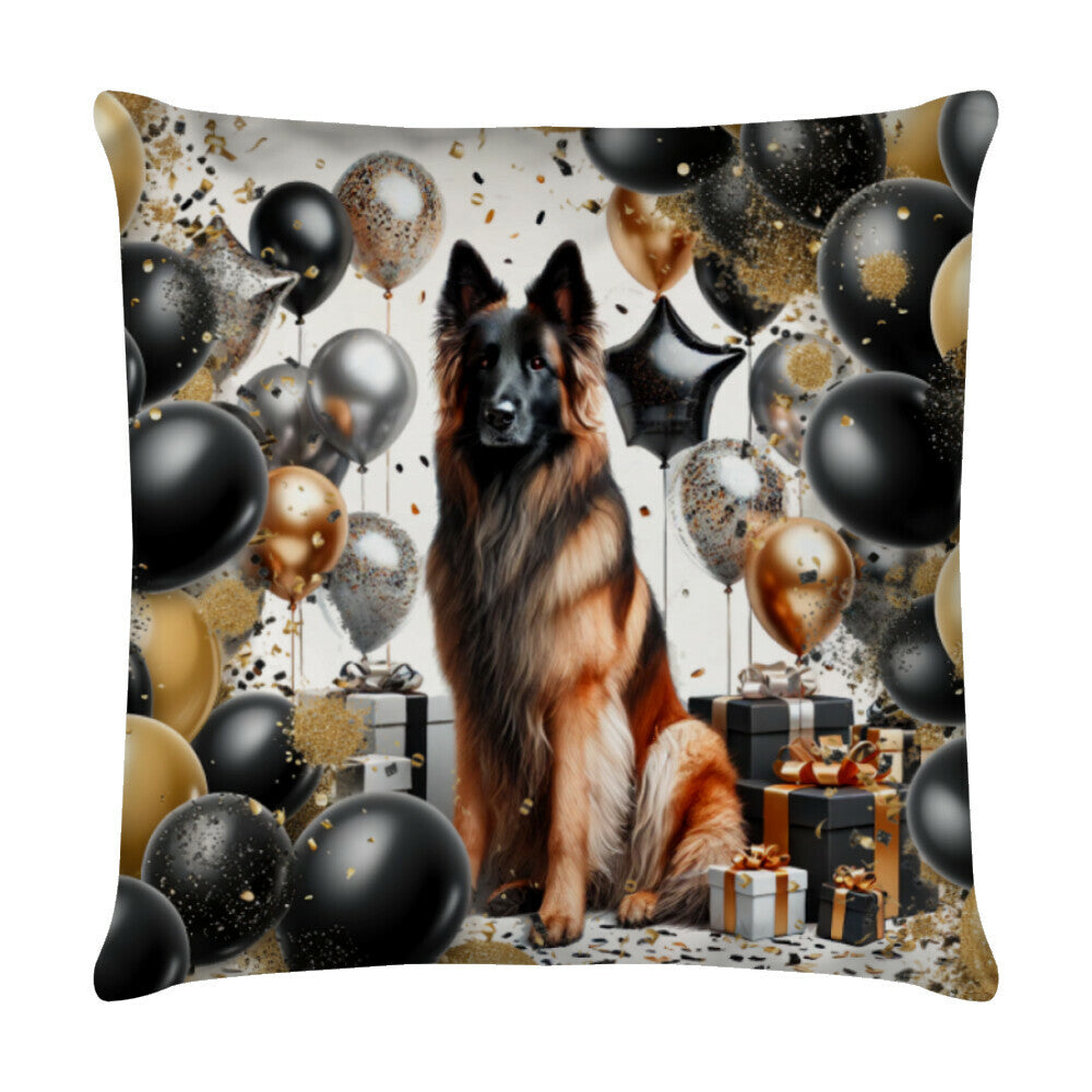 Kissen "Tervueren - Geburtstag" Weiß – hunde-shirt.de