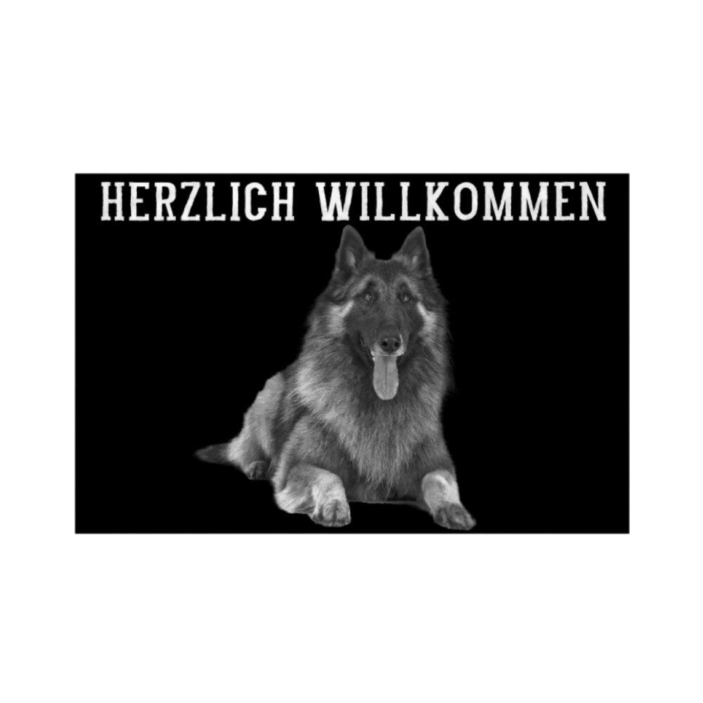 Fußmatte "Tervueren - HERZLICH WILLKOMMEN" Weiß – hunde-shirt.de