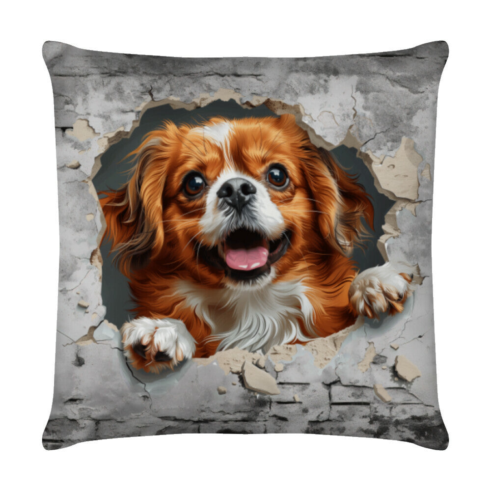 Kissen "Tibet Spaniel - Wall" Weiß – hunde-shirt.de
