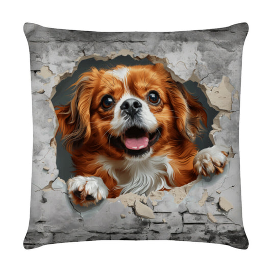Kissen "Tibet Spaniel - Wall" Weiß – hunde-shirt.de