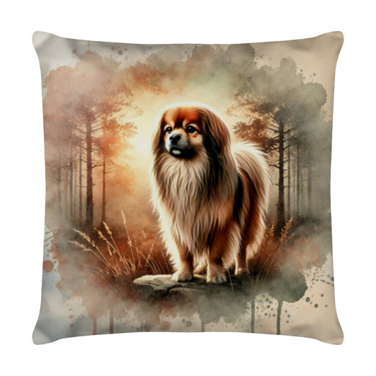 Kissen "Tibet Spaniel - Natur" Weiß – hunde-shirt.de
