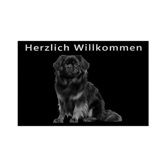 Fußmatte "Tibet Spaniel - Herzlich Willkommen" Weiß – hunde-shirt.de