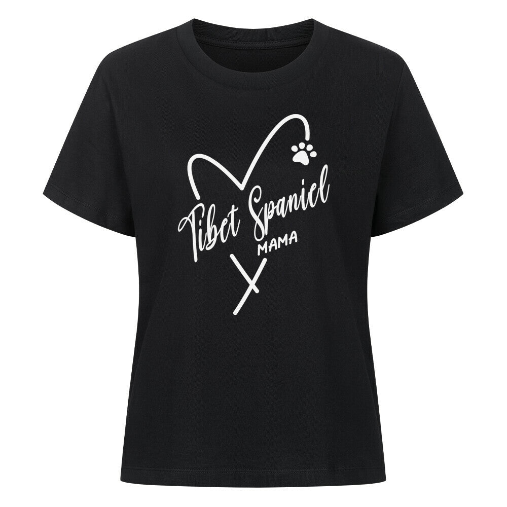Premium Damen-Shirt "Tibet Spaniel - Mama" Schwarz – hunde-shirt.de