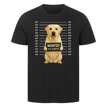 Premium T-Shirt "Labrador - WANTED" Schwarz – hunde-shirt.de