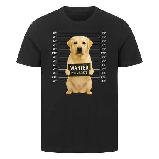 Premium T-Shirt "Labrador - WANTED" Schwarz – hunde-shirt.de