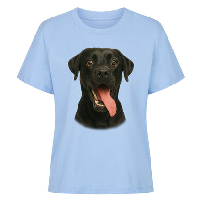 Premium Damen-Shirt "Labrador schwarz - Crazy" Sky Blue – hunde-shirt.de