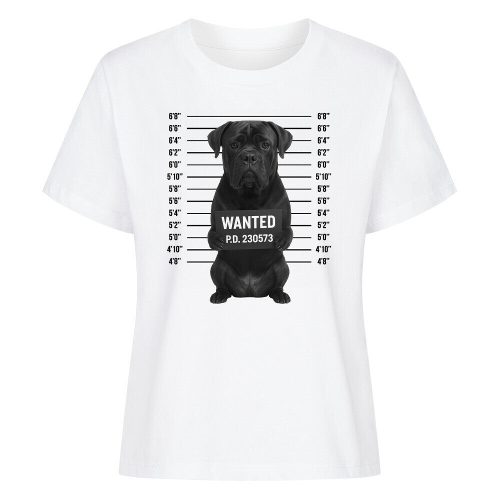 Premium Damen-Shirt "Cane Corso - WANTED" Weiß – hunde-shirt.de