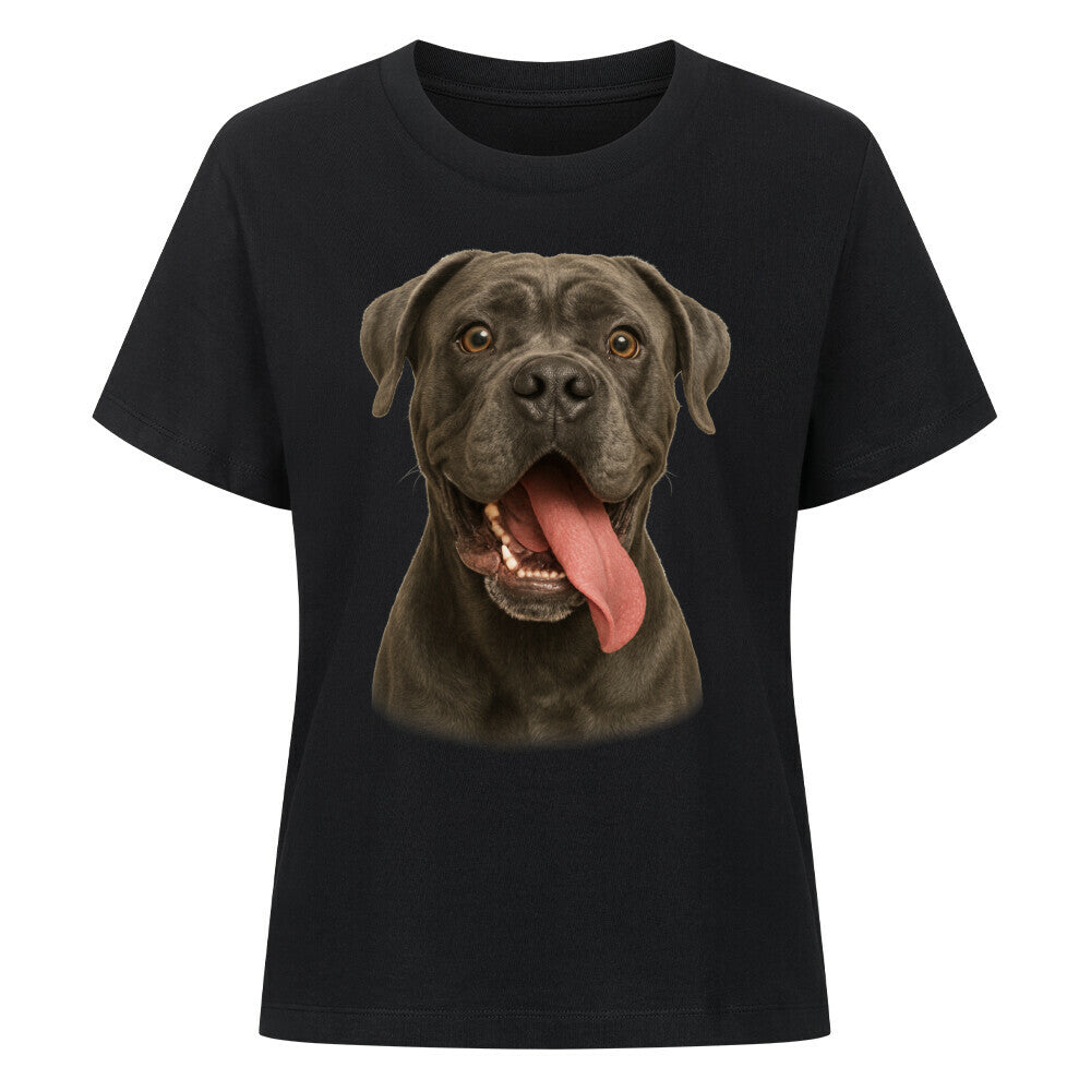 Premium Damen-Shirt "Cane Corso grau - Crazy" Schwarz – hunde-shirt.de