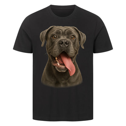 Premium T-Shirt "Cane Corso grau - Crazy" Schwarz – hunde-shirt.de