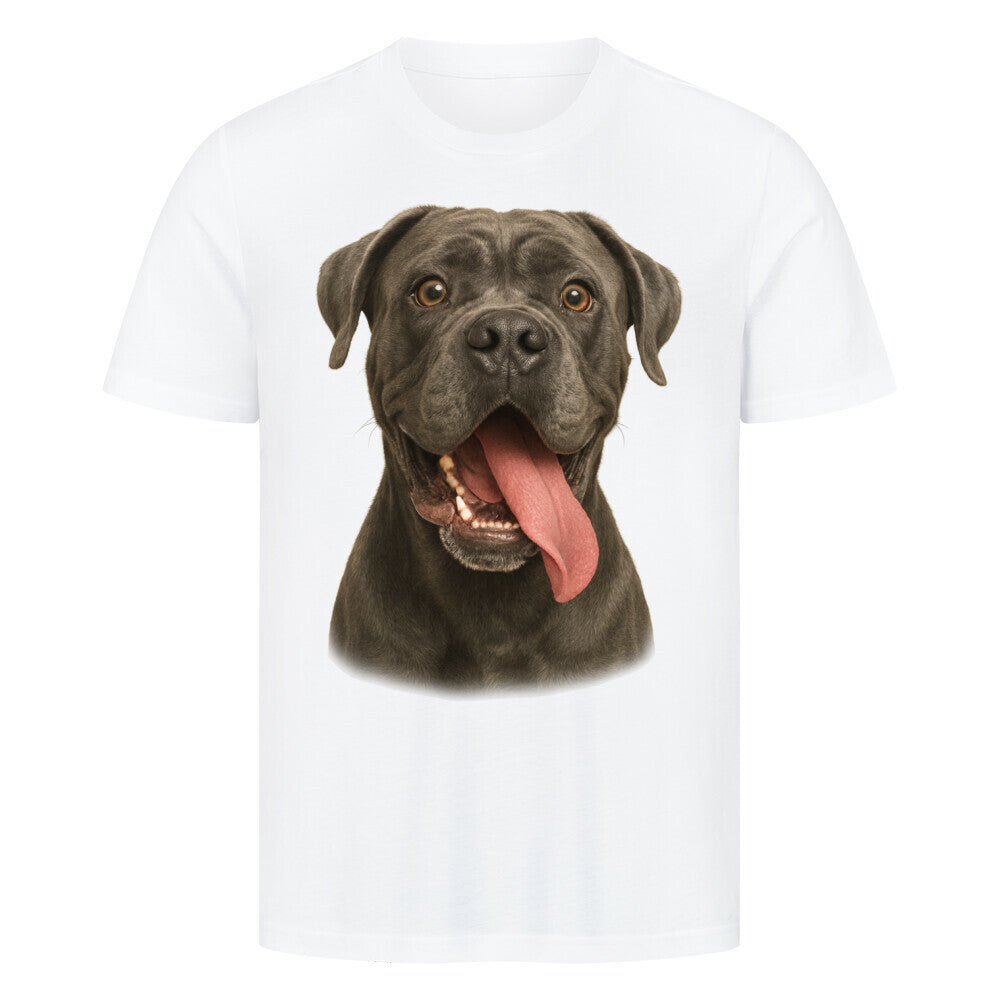 Premium T-Shirt "Cane Corso grau - Crazy" Weiß – hunde-shirt.de