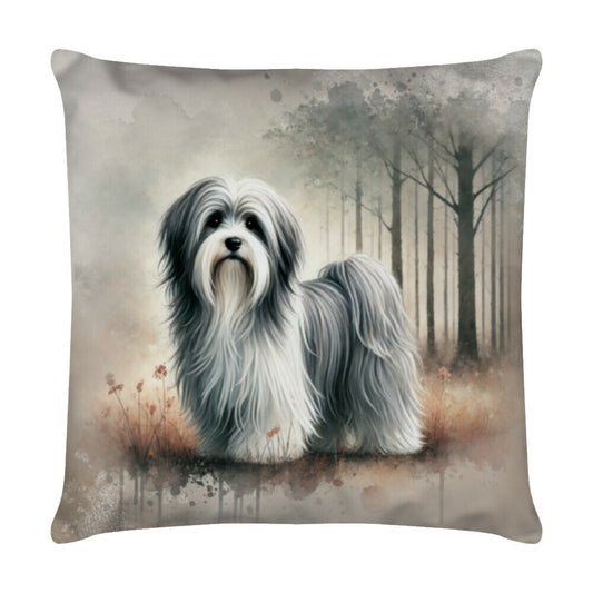 Kissen "Tibet Terrier - Stille" Weiß – hunde-shirt.de