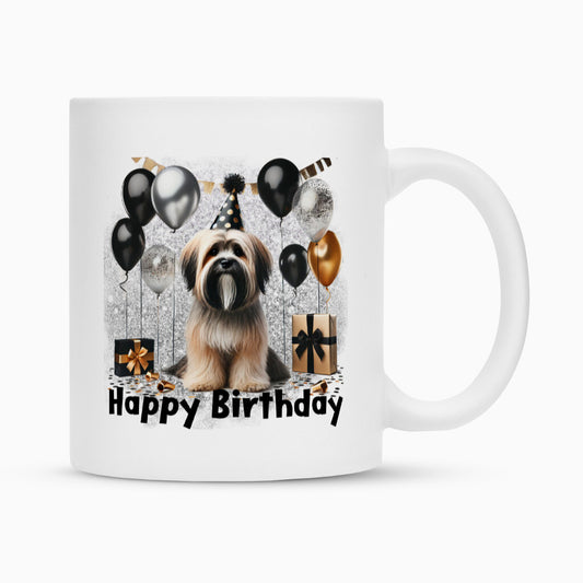 Tasse "Tibet Terrier - Happy Birthday" Weiß – hunde-shirt.de
