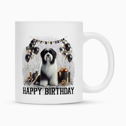 Tasse "Tibet Terrier - Happy Birthday II" Weiß – hunde-shirt.de