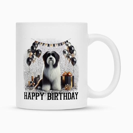 Tasse "Tibet Terrier - Happy Birthday II" Weiß – hunde-shirt.de