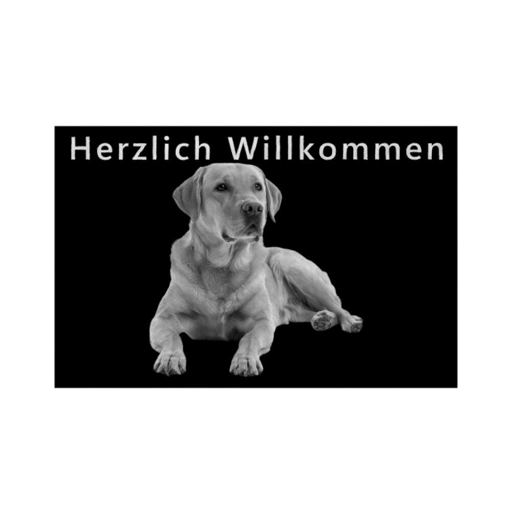 Fußmatte "Labrador - Herzlich Willkommen" Weiß – hunde-shirt.de