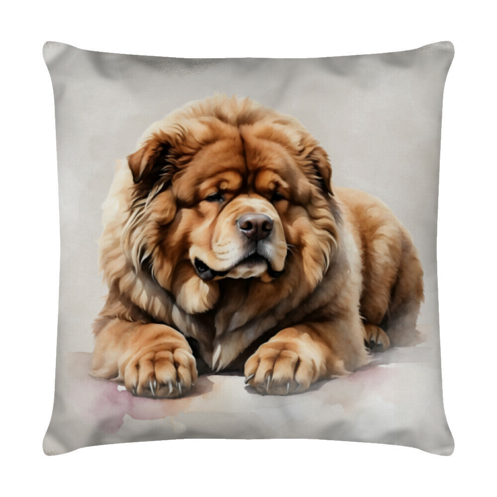 Kissen "Tibetmastiff braun - Relax" Weiß – hunde-shirt.de