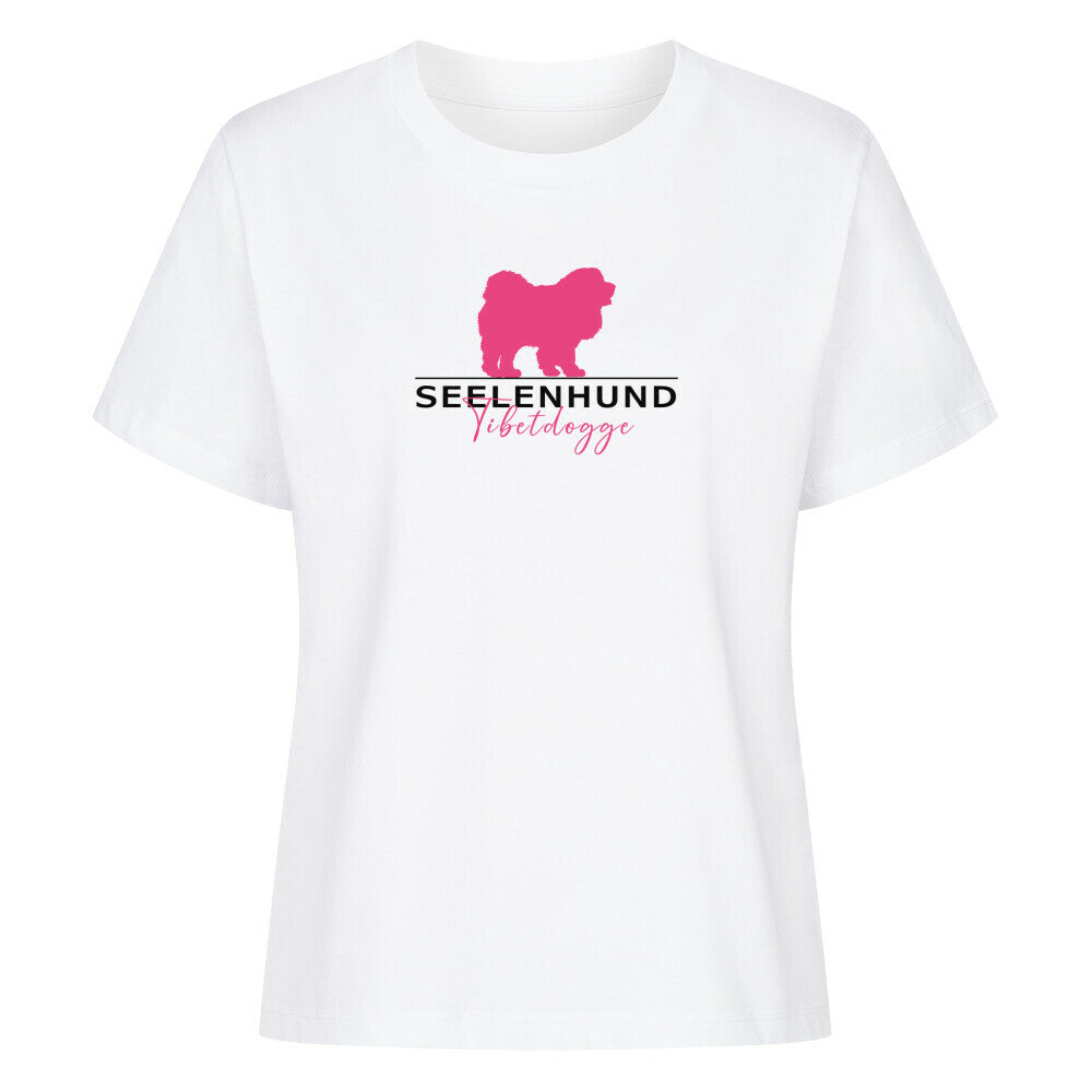 Premium Damen-Shirt "Tibetdogge - Seelenhund" Weiß – hunde-shirt.de