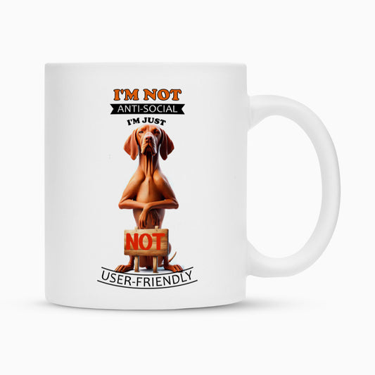 Tasse "Vizsla - Anti-Social" Weiß – hunde-shirt.de