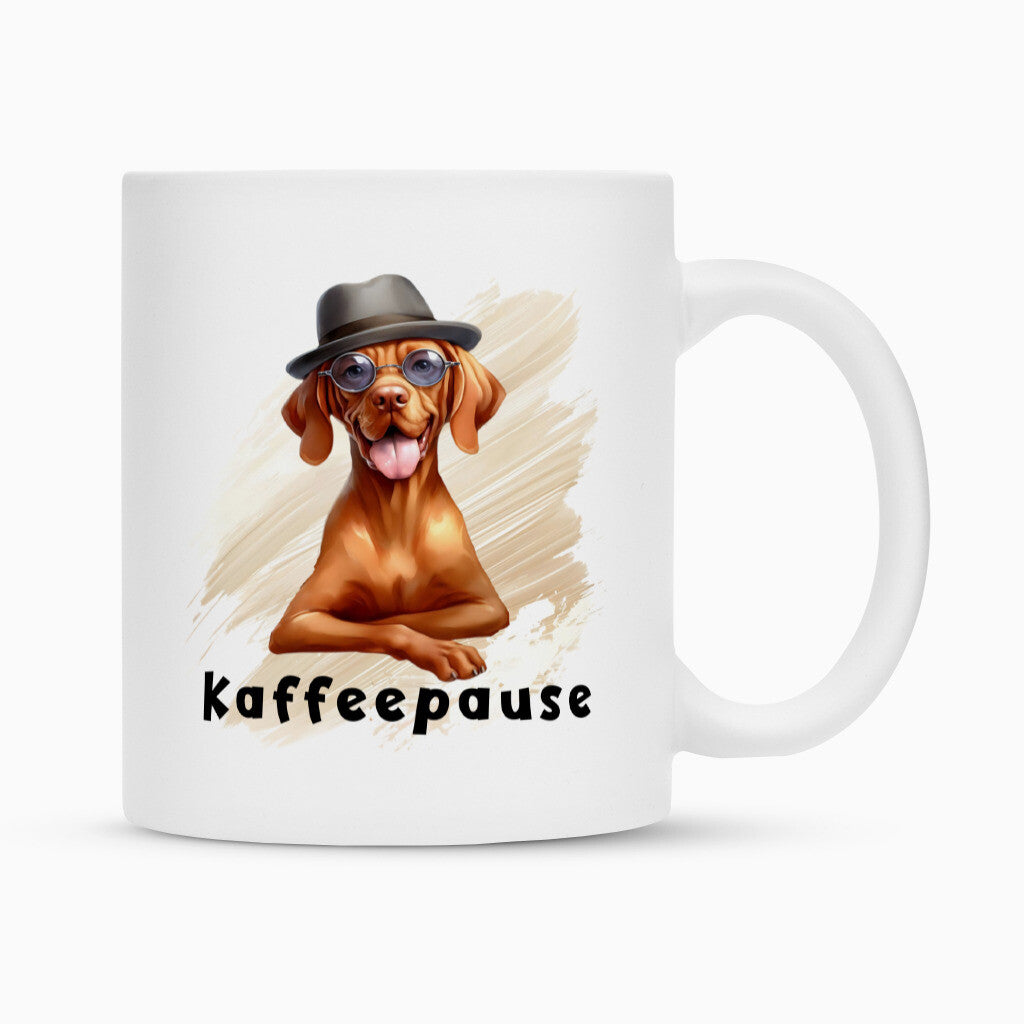 Tasse "Vizsla - Kaffeepause" Weiß – hunde-shirt.de
