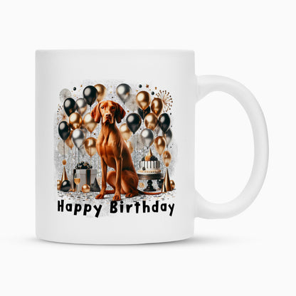 Tasse "Vizsla - Happy Birthday" Weiß – hunde-shirt.de