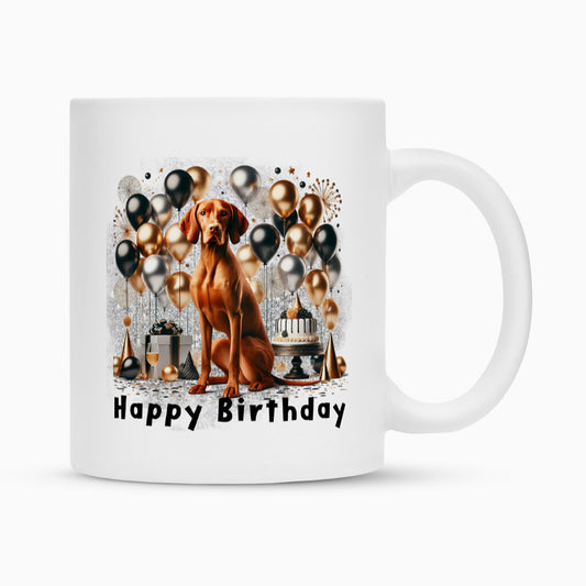 Tasse "Vizsla - Happy Birthday" Weiß – hunde-shirt.de