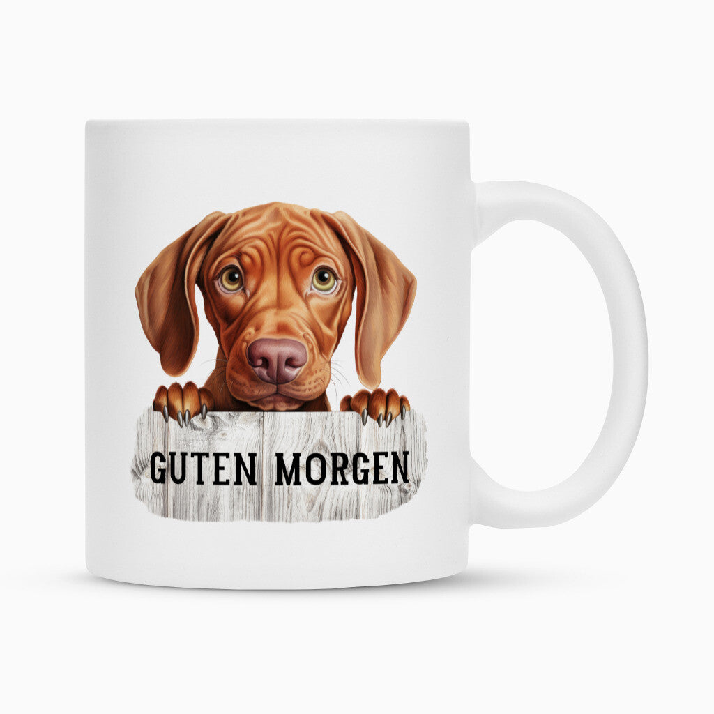 Tasse "Vizsla - Guten Morgen" Weiß – hunde-shirt.de