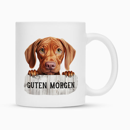 Tasse "Vizsla - Guten Morgen" Weiß – hunde-shirt.de