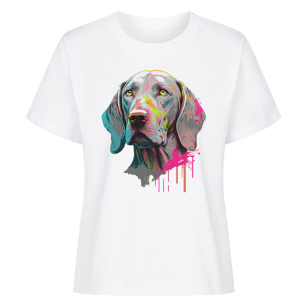 Premium Damen-Shirt "Weimaraner - Splash" Weiß – hunde-shirt.de