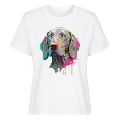 Premium Damen-Shirt "Weimaraner - Splash" Weiß – hunde-shirt.de