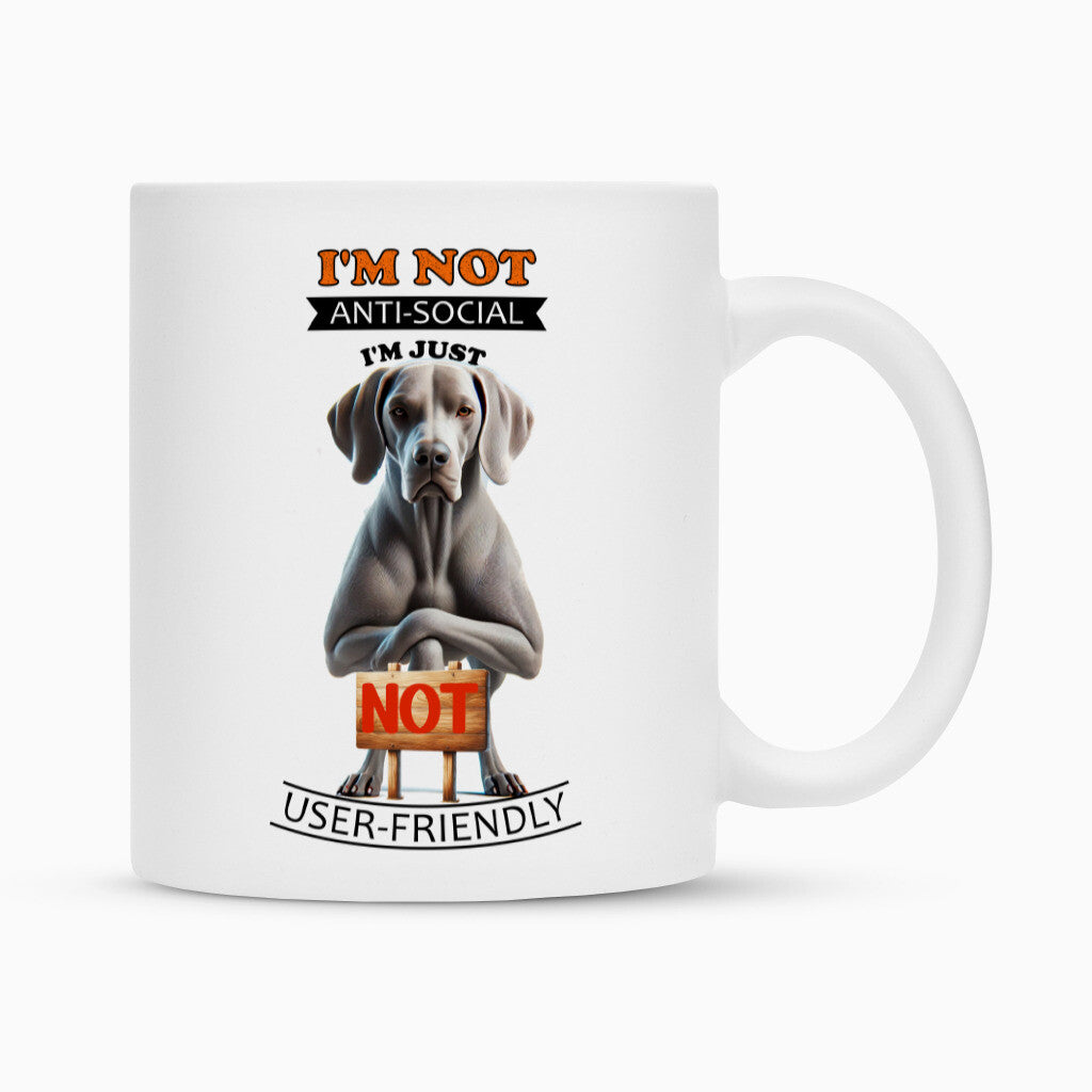 Tasse "Weimaraner - Anti-Social" Weiß – hunde-shirt.de
