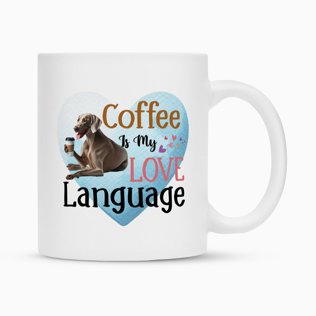 Tasse "Weimaraner - Love Language" Weiß – hunde-shirt.de