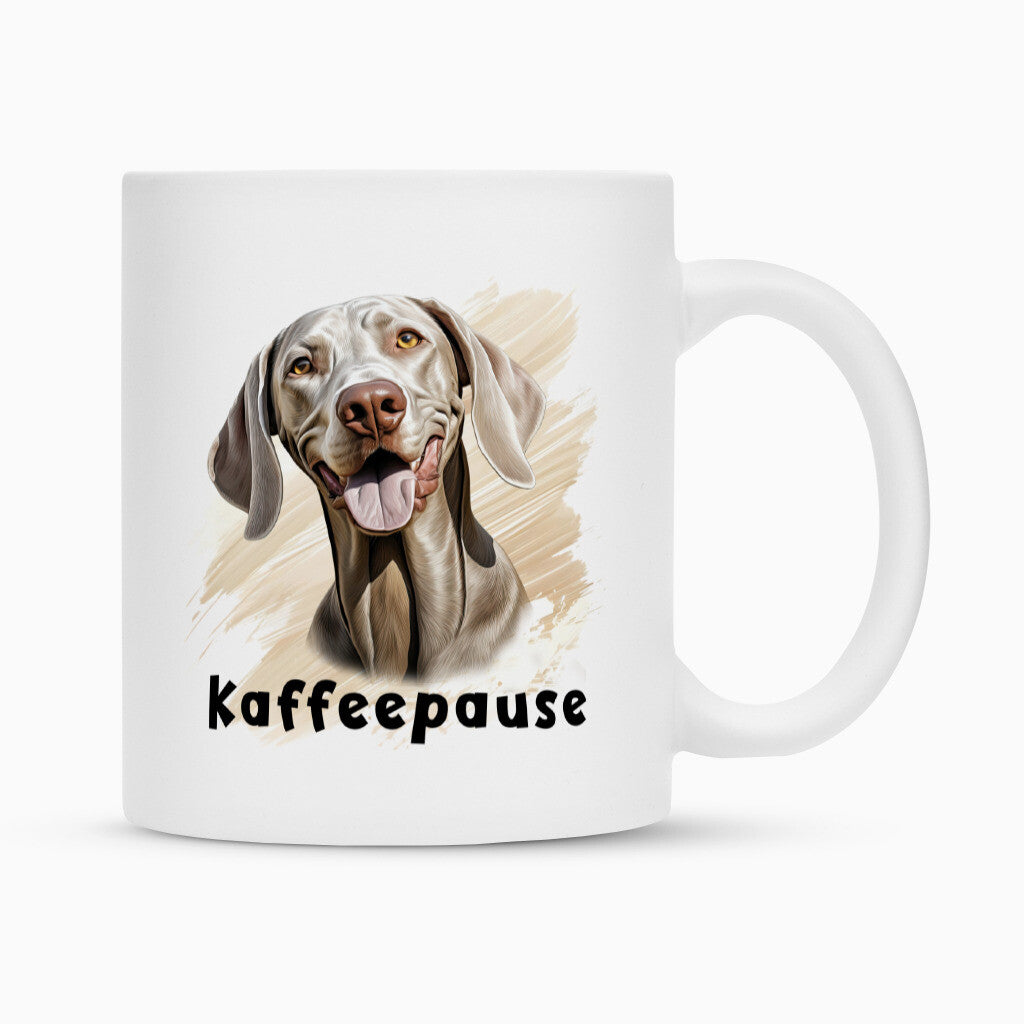 Tasse "Weimaraner - Kaffeepause" Weiß – hunde-shirt.de