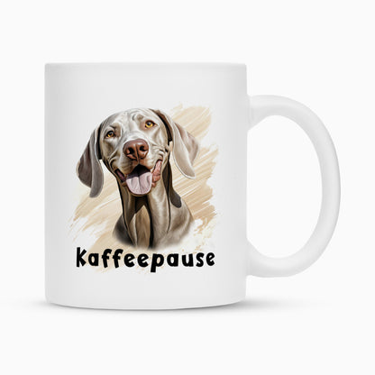 Tasse "Weimaraner - Kaffeepause" Weiß – hunde-shirt.de
