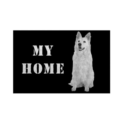 Fußmatte "Schweizer Schäferhund - MY HOME" Weiß – hunde-shirt.de