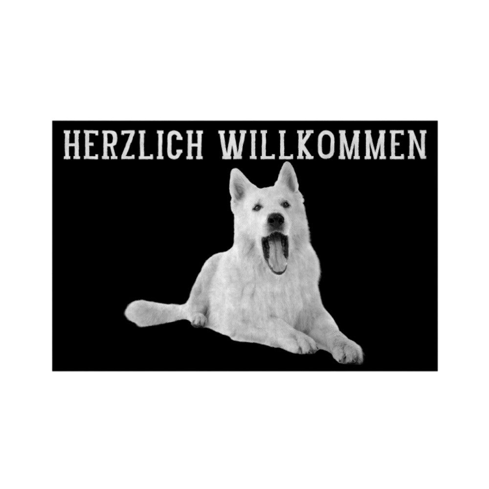 Fußmatte "Schweizer Schäferhund - Willkommen" Weiß – hunde-shirt.de