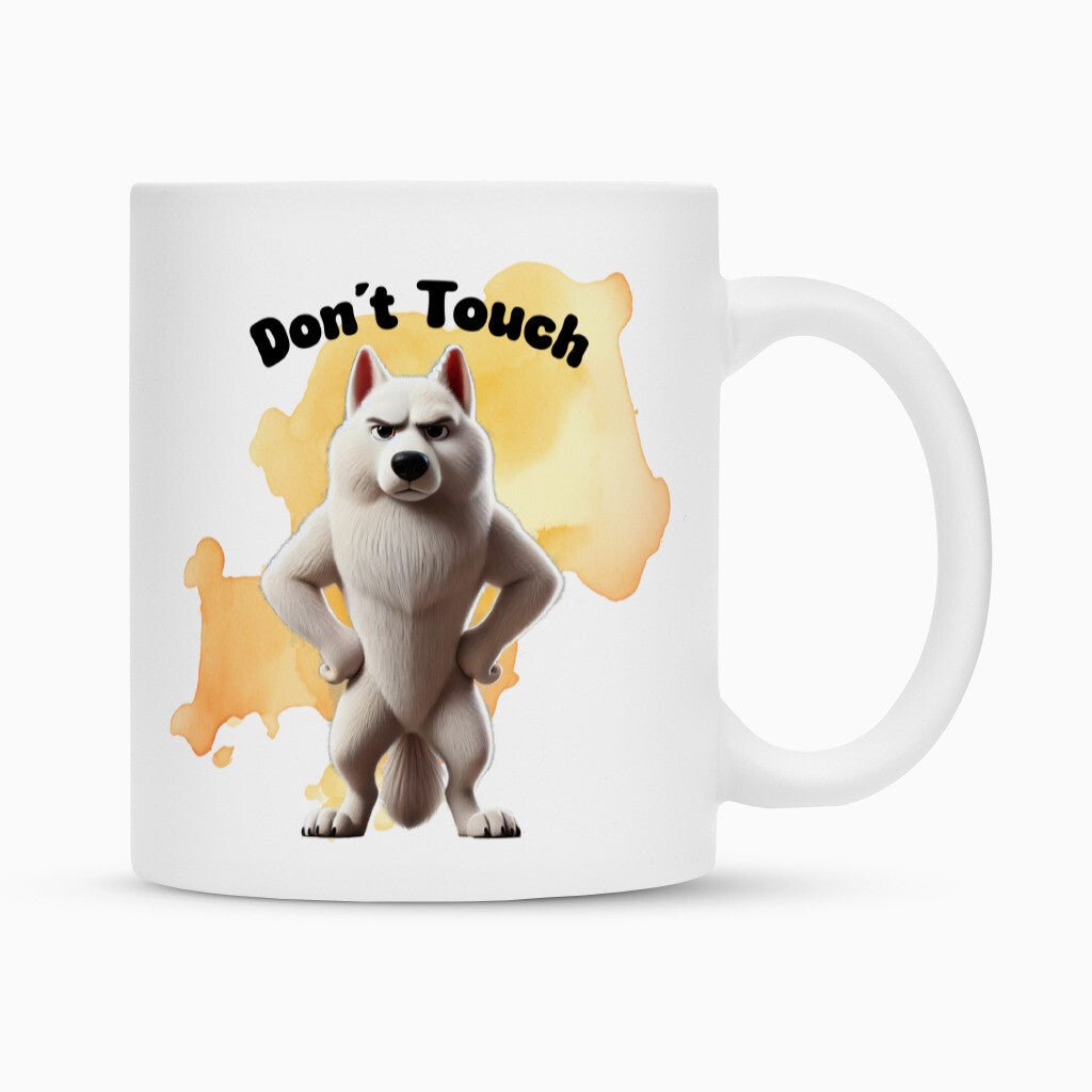 Tasse "Schweizer Schäferhund - Don´t touch" Weiß – hunde-shirt.de