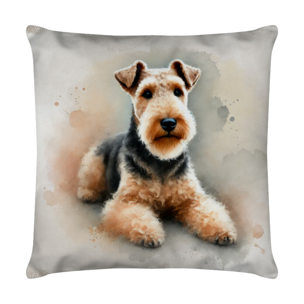Kissen "Welsh Terrier - Relax" Weiß – hunde-shirt.de