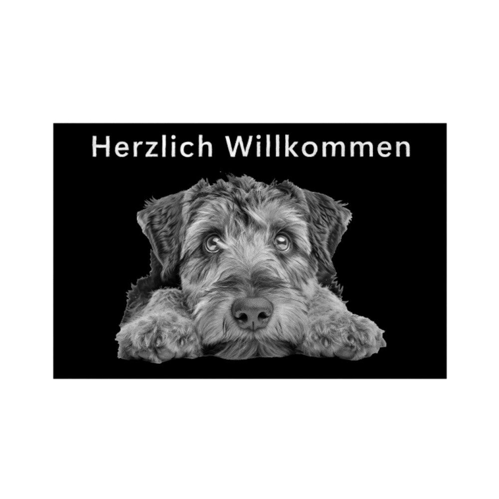Fußmatte "Welsh Terrier - Herzlich Willkommen" Weiß – hunde-shirt.de
